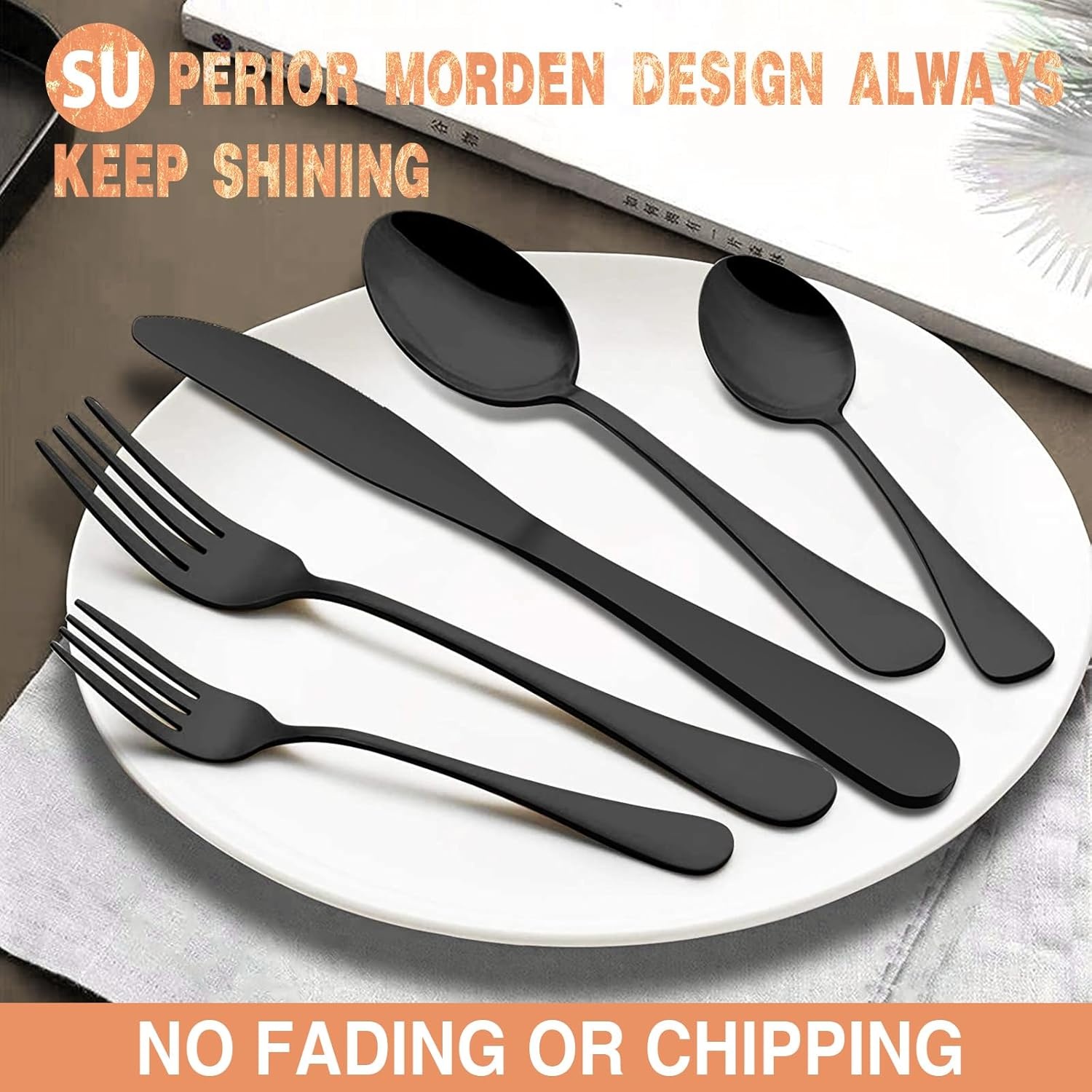 image:imageBlack Silverware Set Umite Chef 49Piece Flatware Set with Drawer Organizer Durable Stainless Steel Cutlery Set for 8 Tableware Eating Utensils with Steak Knives for Home Restaurant72