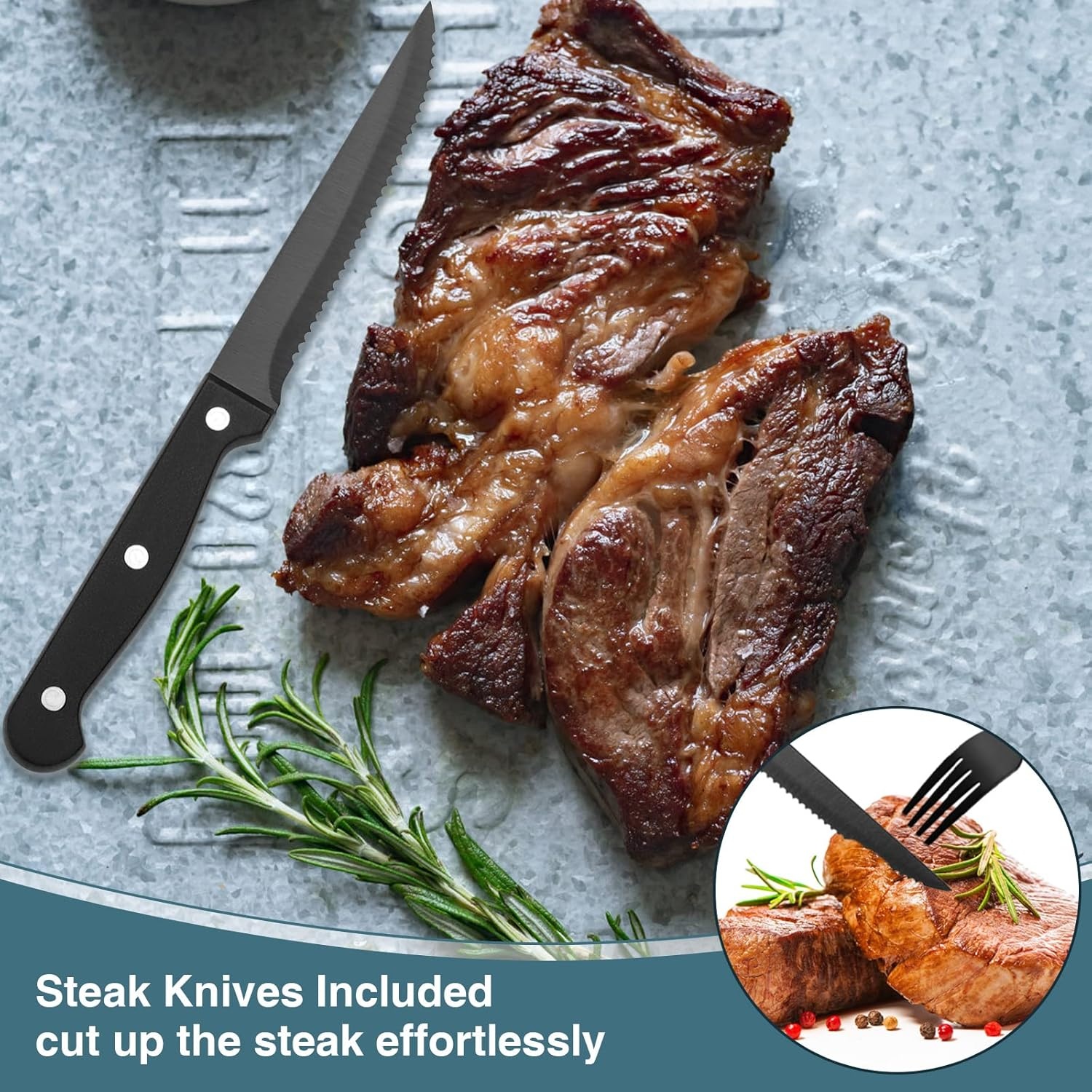 image:imageBlack Silverware Set Umite Chef 49Piece Flatware Set with Drawer Organizer Durable Stainless Steel Cutlery Set for 8 Tableware Eating Utensils with Steak Knives for Home Restaurant48