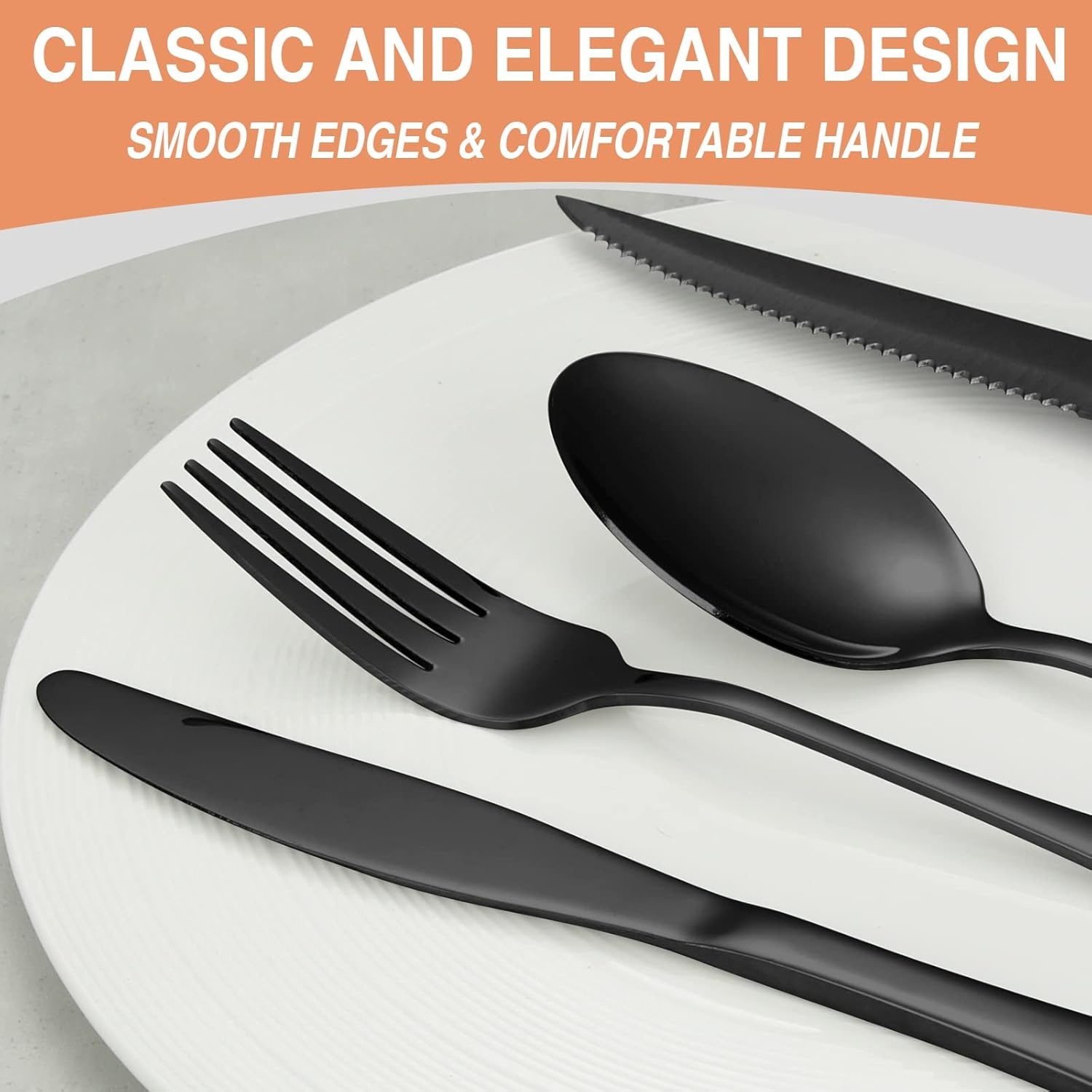 image:imageBlack Silverware Set Umite Chef 49Piece Flatware Set with Drawer Organizer Durable Stainless Steel Cutlery Set for 8 Tableware Eating Utensils with Steak Knives for Home Restaurant72
