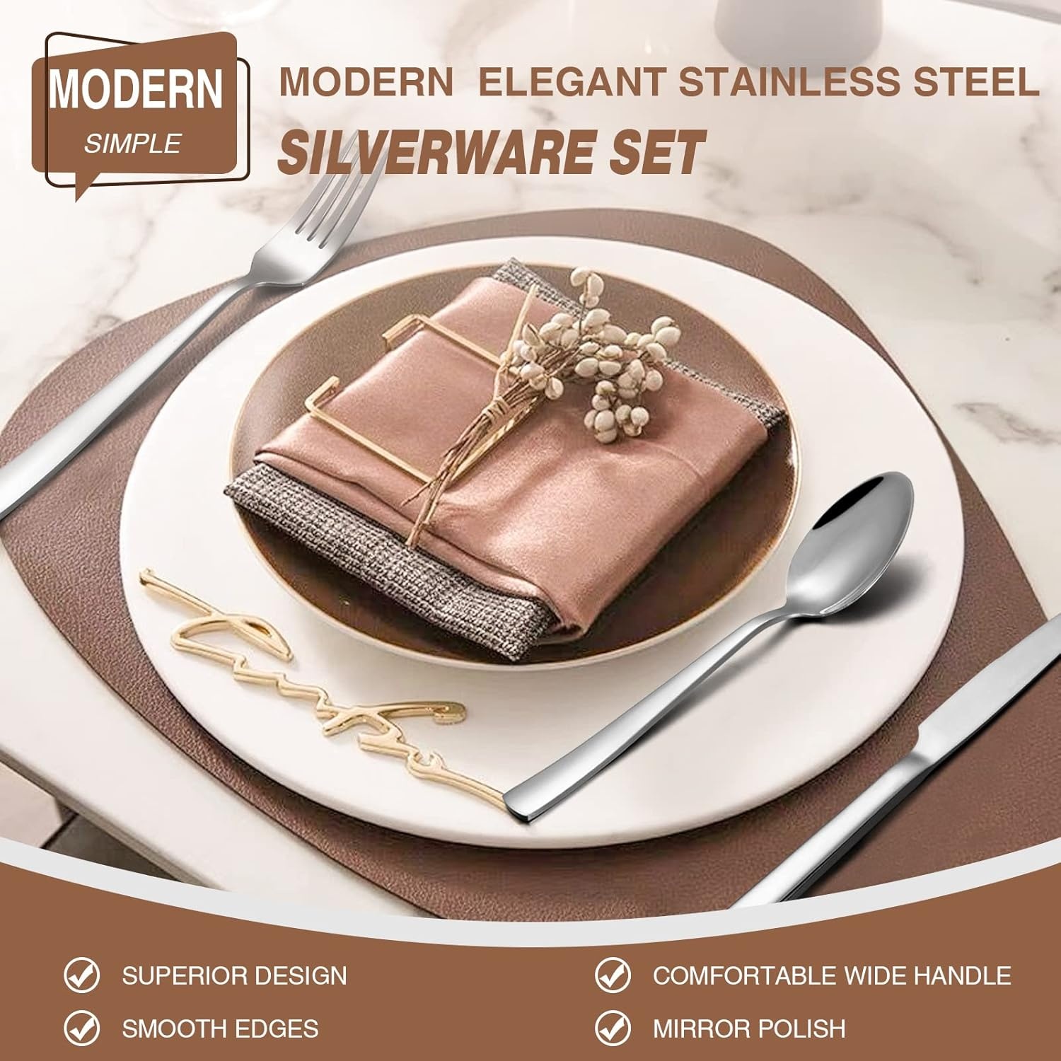 image:imageUmite Chef 72Piece Silverware Set with Steak Knives for 12 Stainless Steel Flatware Cutlery Set Kitchen Eating Tableware Set For Home Kitchen Restaurant Hotel Mirror Polished Dishwasher Safe