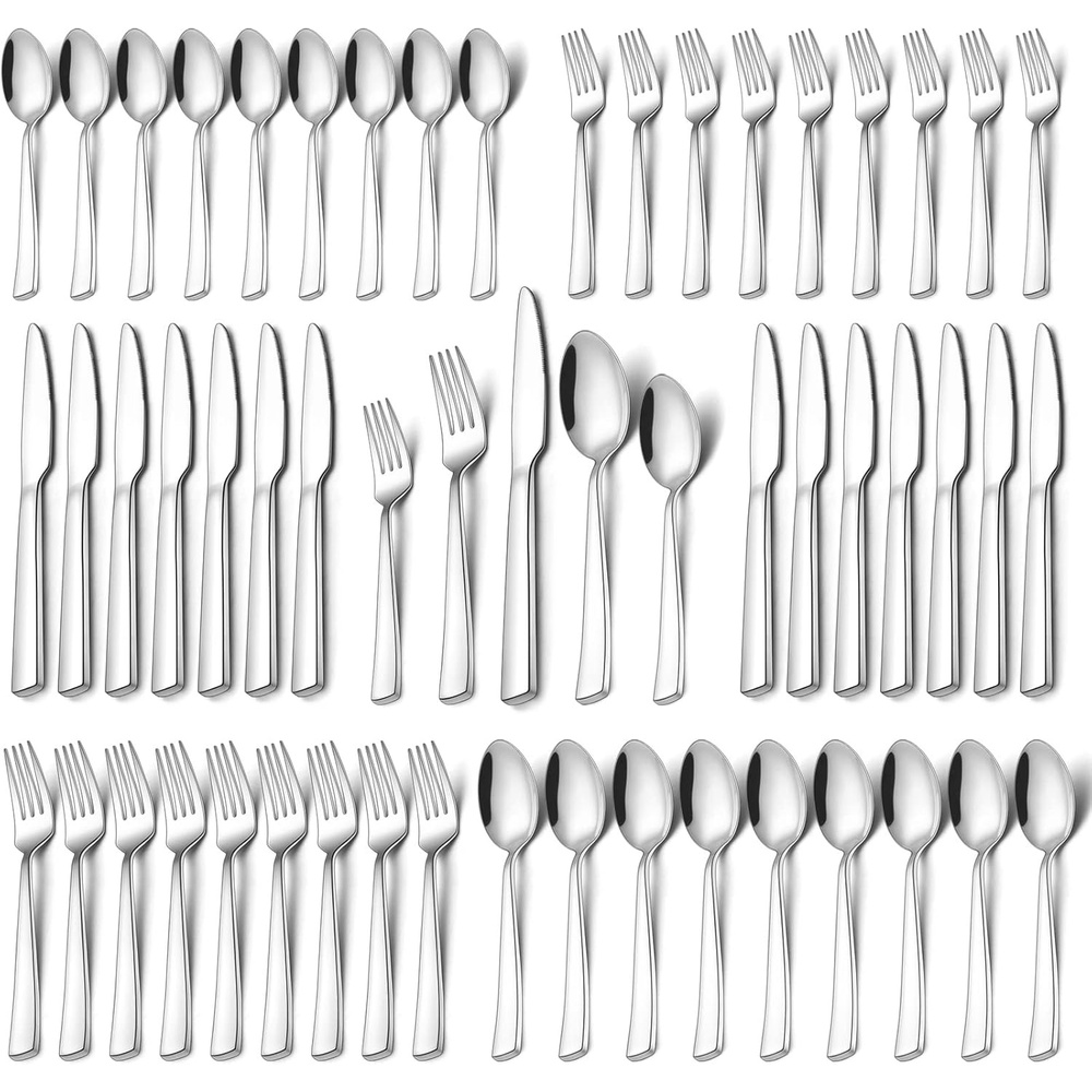 image:imageSilverware Set Umite Chef 40Piece Stainless Steel Flatware Set Cutlery Set for 8 Fork Spoon Knife Set Eating Utensils Tableware Set for Kitchens Dishwasher Safe