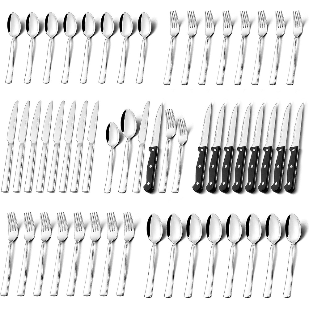 image:imageUmite Chef 72Piece Silverware Set with Steak Knives for 12 Stainless Steel Flatware Cutlery Set Kitchen Eating Tableware Set For Home Kitchen Restaurant Hotel Mirror Polished Dishwasher Safe