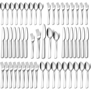 image:imageSilverware Set Umite Chef 40Piece Stainless Steel Flatware Set Cutlery Set for 8 Fork Spoon Knife Set Eating Utensils Tableware Set for Kitchens Dishwasher Safe