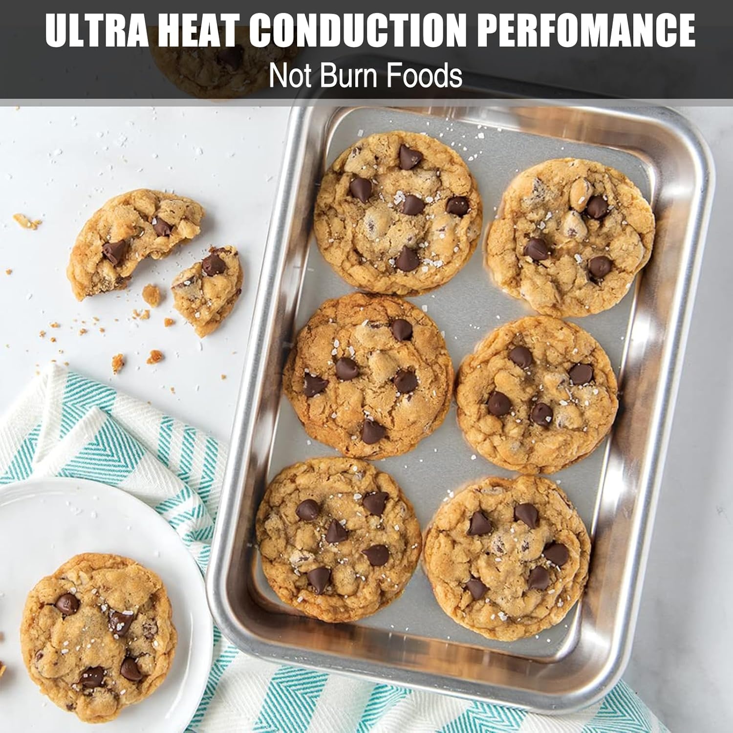 image:imageBaking Sheet Cookie Sheet Set of 2 Umite Chef Stainless Steel Baking Pans Tray Professional 16 x 12 x 1 inch Non Toxic amp Healthy Mirror Finish amp Rust Free Easy Clean amp Dishwasher Safe1039inx807inx1in