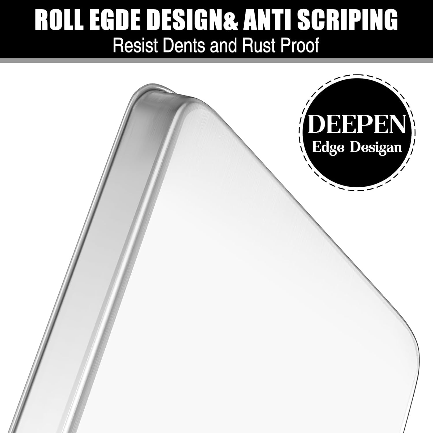 image:imageBaking Sheet Cookie Sheet Set of 2 Umite Chef Stainless Steel Baking Pans Tray Professional 16 x 12 x 1 inch Non Toxic amp Healthy Mirror Finish amp Rust Free Easy Clean amp Dishwasher Safe125in x95in x 1in