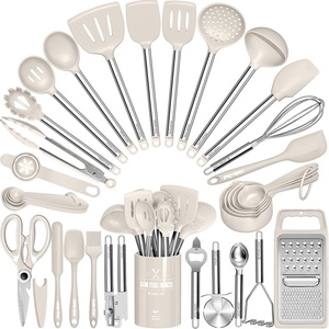 image:imageKitchen Utensils Set Umite Chef 34 PCs Cooking Utensils with Grater Spoon Spatula Heat Resistant Food Grade Silicone Stainless Steel Handles Kitchen Gadgets Tools Set for Nonstick CookwareRedKhaki