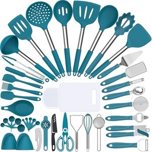 image:imageSilicone Cooking Kitchen Utensil Set Umite Chef 43 PCS Heat Resistant Kitchen Utensils Gadget SetStainless Steel Handle Kitchen Spatula Tools for Nonstick Cookware Kitchen AccessoriesBlackDark Blue