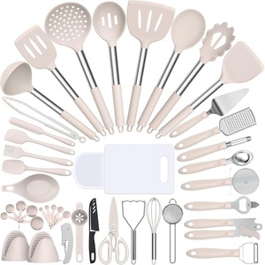 image:imageSilicone Cooking Kitchen Utensil Set Umite Chef 43 PCS Heat Resistant Kitchen Utensils Gadget SetStainless Steel Handle Kitchen Spatula Tools for Nonstick Cookware Kitchen AccessoriesBlackKhaki