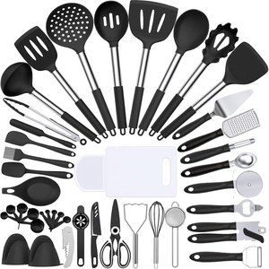 image:imageSilicone Cooking Kitchen Utensil Set Umite Chef 43 PCS Heat Resistant Kitchen Utensils Gadget SetStainless Steel Handle Kitchen Spatula Tools for Nonstick Cookware Kitchen AccessoriesBlackBlack