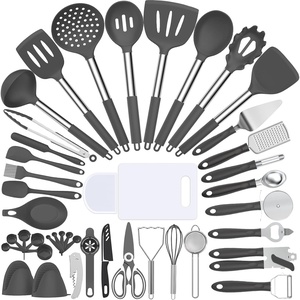 image:imageSilicone Cooking Kitchen Utensil Set Umite Chef 43 PCS Heat Resistant Kitchen Utensils Gadget SetStainless Steel Handle Kitchen Spatula Tools for Nonstick Cookware Kitchen AccessoriesBlackGray