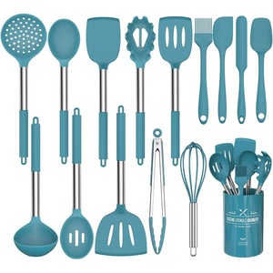 image:imageSilicone Cooking Utensil Set Umite Chef 15pcs Silicone Cooking Kitchen Utensils Set Nonstick  Best Kitchen Cookware with Stainless Steel Handle  Black Kitchen UtensilsBlue