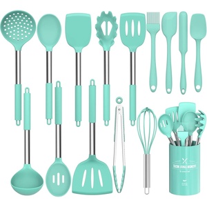 image:imageSilicone Cooking Utensil Set Umite Chef 15pcs Silicone Cooking Kitchen Utensils Set Nonstick  Best Kitchen Cookware with Stainless Steel Handle  Black Kitchen UtensilsGreen