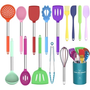 image:imageSilicone Cooking Utensil Set Umite Chef 15pcs Silicone Cooking Kitchen Utensils Set Nonstick  Best Kitchen Cookware with Stainless Steel Handle  Black Kitchen UtensilsColorful