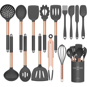 image:imageSilicone Cooking Utensil Set Umite Chef 15pcs Silicone Cooking Kitchen Utensils Set Nonstick  Best Kitchen Cookware with Stainless Steel Handle  Black Kitchen UtensilsPink Gold