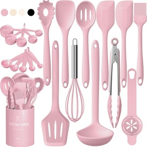 image:imageUmite Chef 22Piece Silicone Cooking Utensils SetHeat Resistant amp Dishwasher Safe Kitchen Tools Black NonScratch Spatula Set for Nonstick Cookware KhakiPink