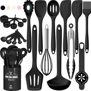 image:imageUmite Chef 22Piece Silicone Cooking Utensils SetHeat Resistant amp Dishwasher Safe Kitchen Tools Black NonScratch Spatula Set for Nonstick Cookware KhakiBlack