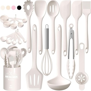 image:imageUmite Chef 22Piece Silicone Cooking Utensils SetHeat Resistant amp Dishwasher Safe Kitchen Tools Black NonScratch Spatula Set for Nonstick Cookware KhakiWhite