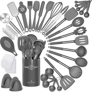 image:imageUmite Chef Silicone Kitchen Cooking Utensil Set 43 pcs Silicone Spatula with Stainless Steel Handle Nonstick Heat Resistant  Best Cookware GreyGray